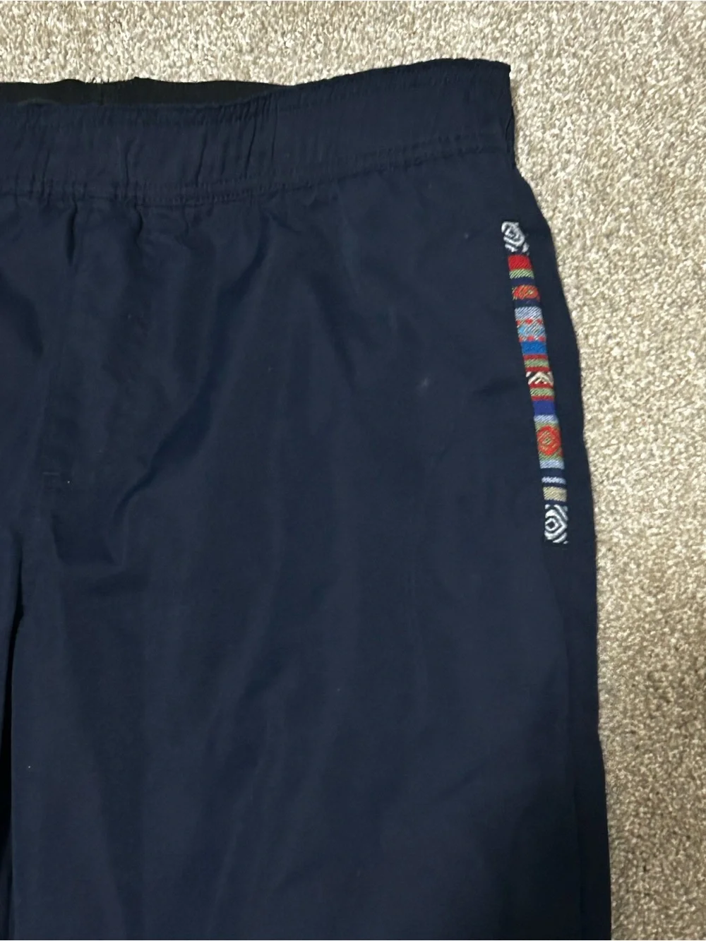 WOWIE Men’s Medium Navy Pants Woven Aztec Trim Pull On Outdoor Casual